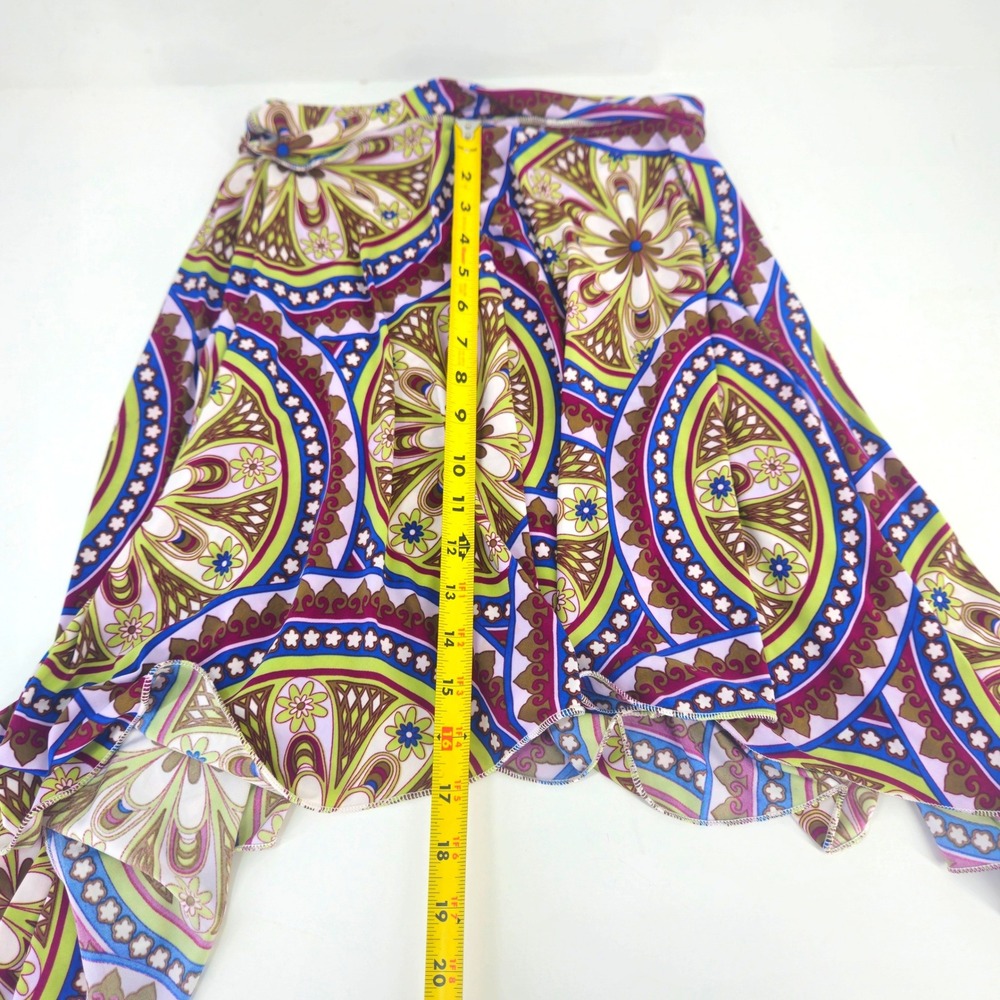 Btg y2k Multicolor Paisley Mandala Print Handkerchief Hem Asymmetrical Skirt Sm - Picture 3 of 10